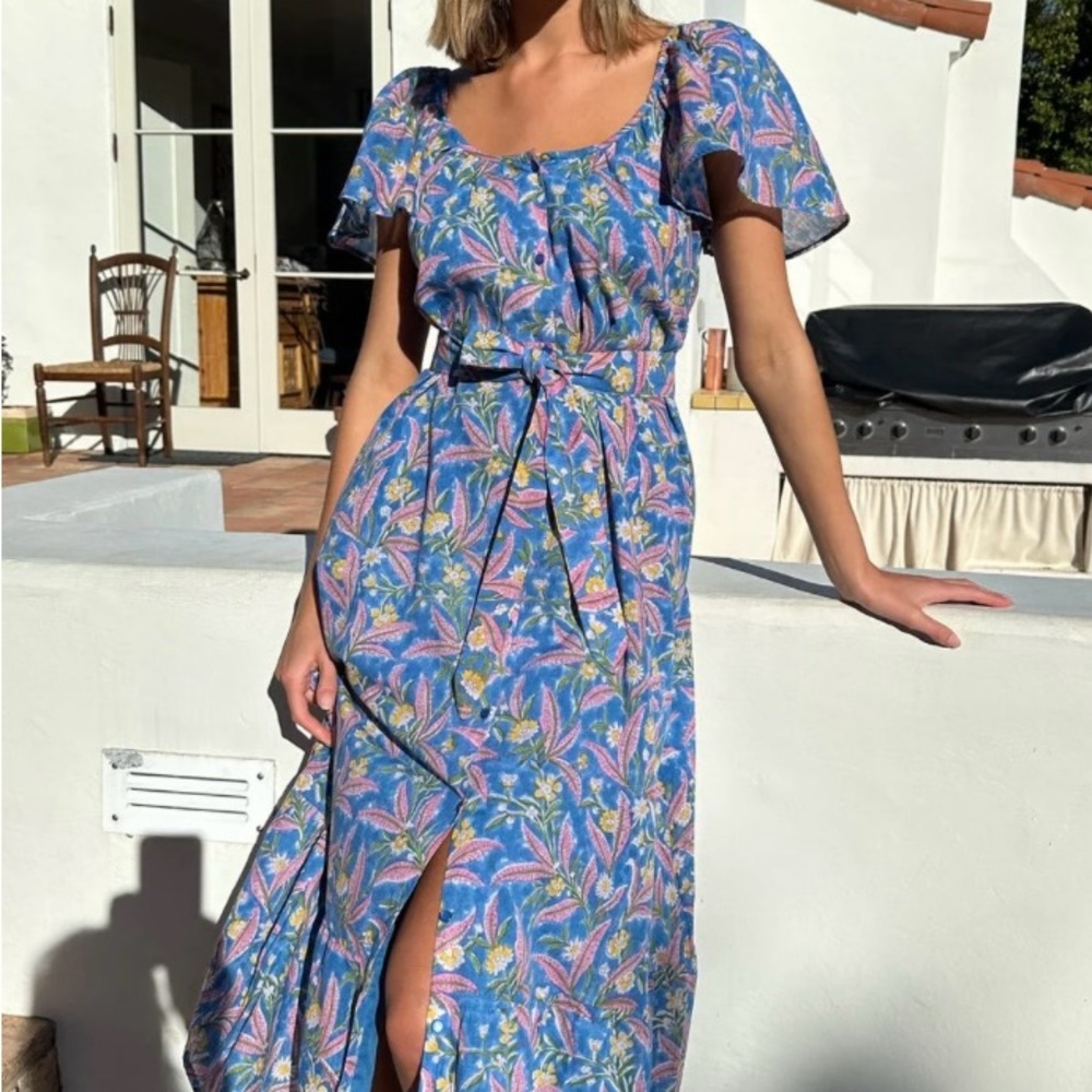 Emerson Fry Blue Floral Midi Dress